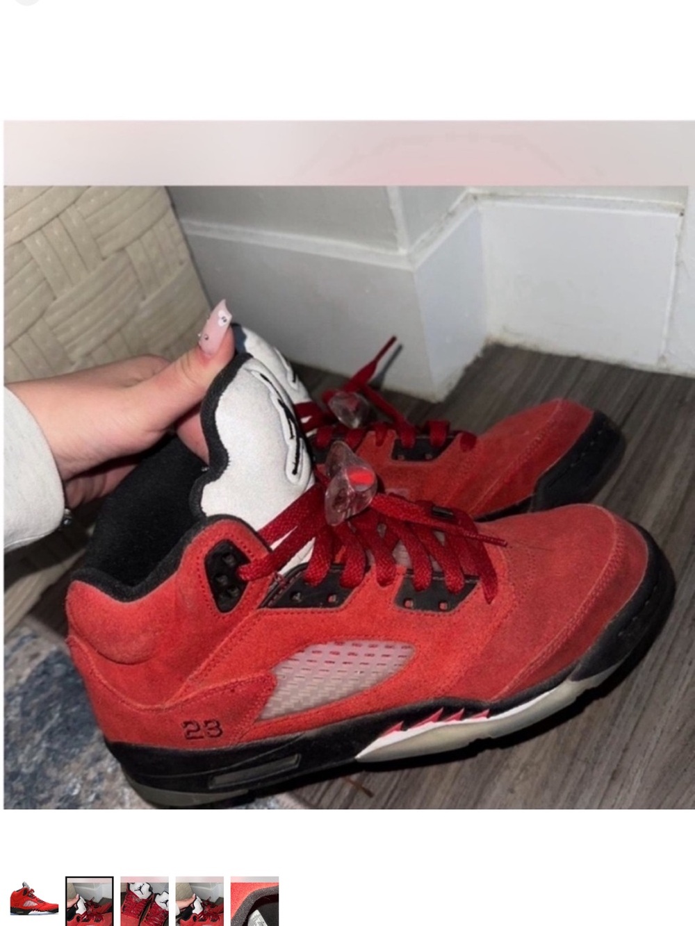 Jordan Red and Black High-Top Sneakers - Picture 2 of 4